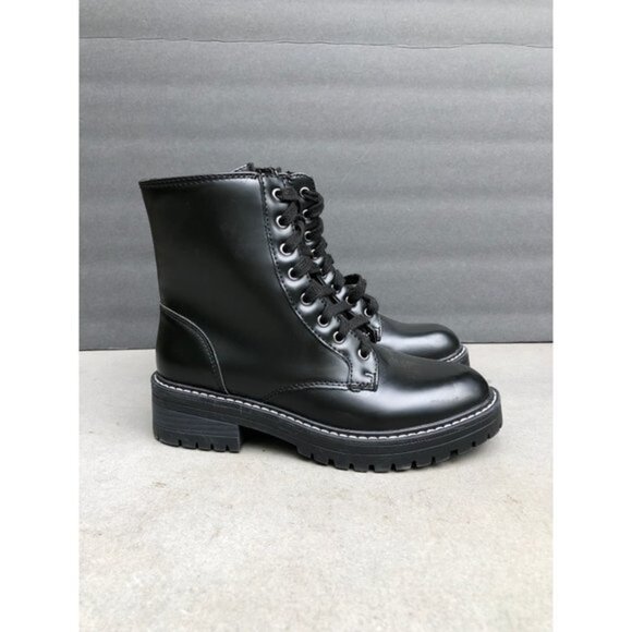 Sugar Womens Kaedy Faux Leather Combat & Lace-up Boots Black Size 8M - Picture 2 of 8